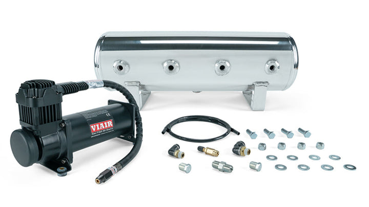 Compressor Tank Racer Air Lift 2.5 Gal. Polished Tank w/ Viair 444b Blk Compressor (Incl. Fi ...