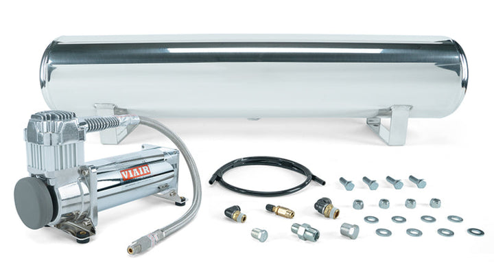 Compressor Tank Racer Air Lift 4 Gal. Polished Tank w/ Viair 444c Chrome Compressor (Incl. F ...